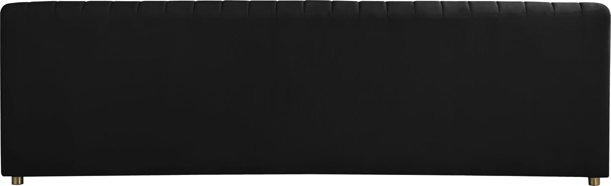 Naya Black Velvet Sofa - galleria furniture outlet