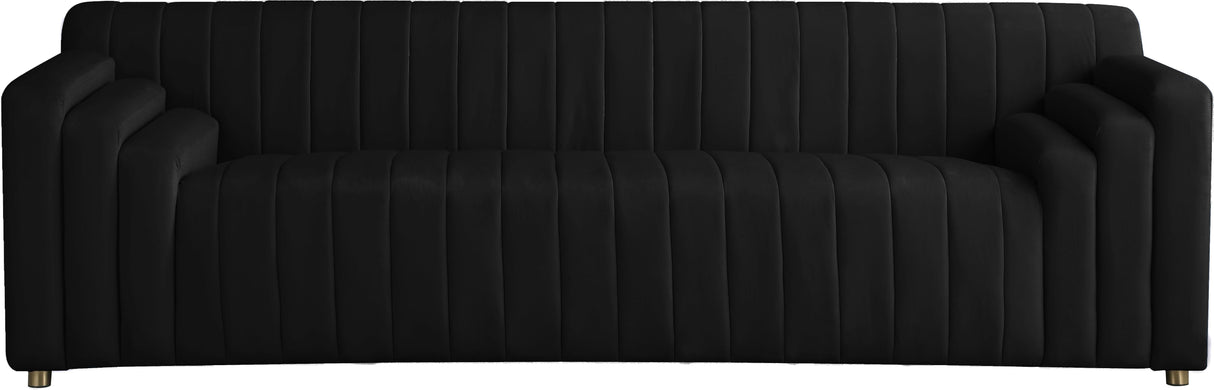Naya Black Velvet Sofa - galleria furniture outlet