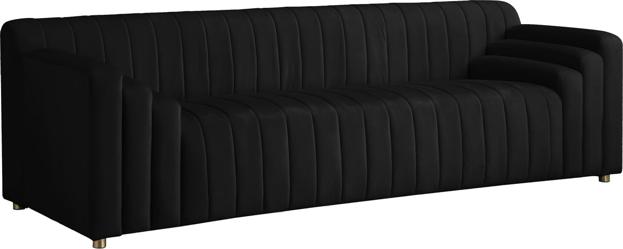 Naya Black Velvet Sofa - galleria furniture outlet