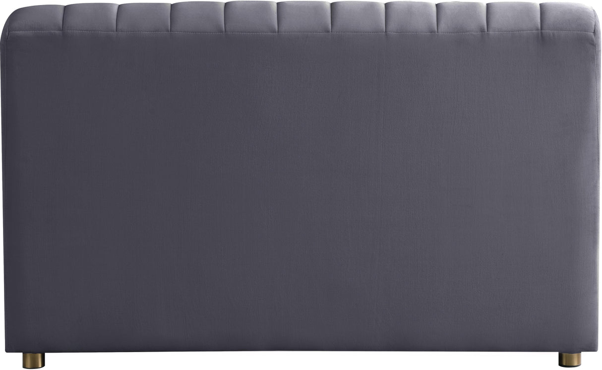 Naya Grey Velvet Chair - galleria furniture outlet