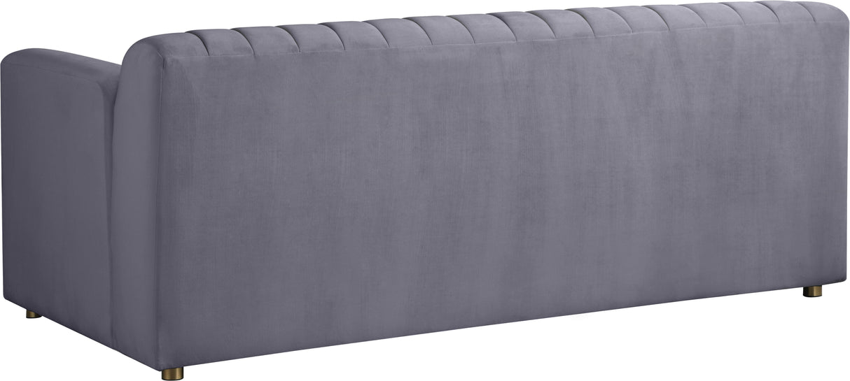Naya Grey Velvet Loveseat - galleria furniture outlet