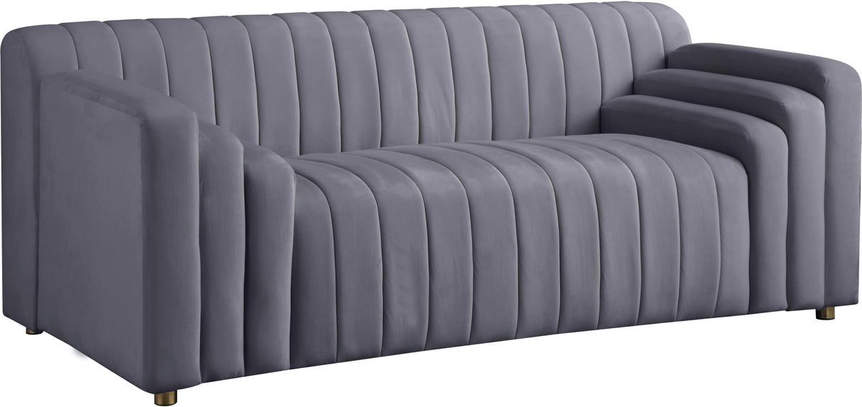 Naya Grey Velvet Loveseat - galleria furniture outlet