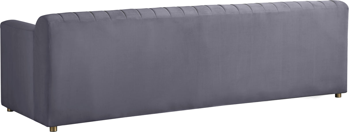 Naya Grey Velvet Sofa - galleria furniture outlet