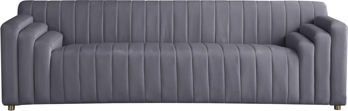Naya Grey Velvet Sofa - galleria furniture outlet
