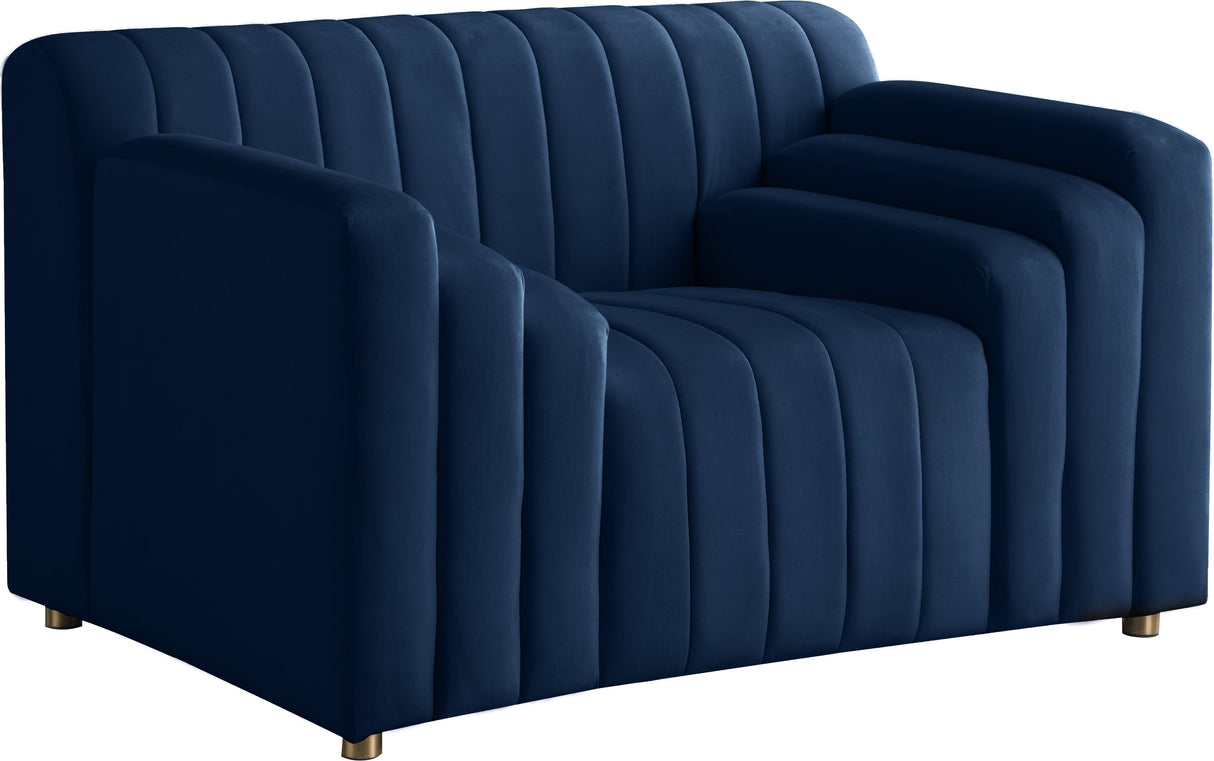 Naya Navy Velvet Chair - galleria furniture outlet