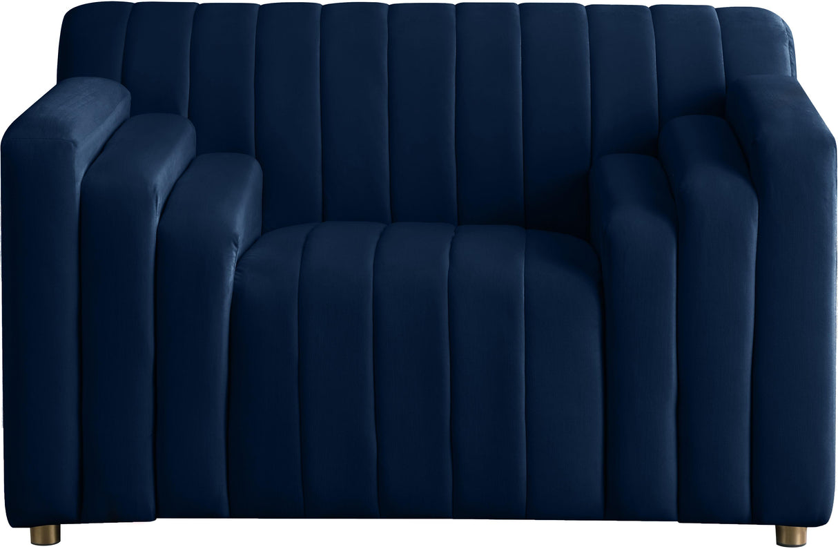 Naya Navy Velvet Chair - galleria furniture outlet