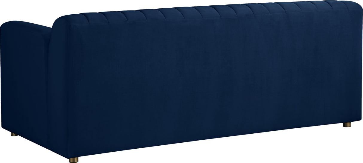 Naya Navy Velvet Loveseat - galleria furniture outlet