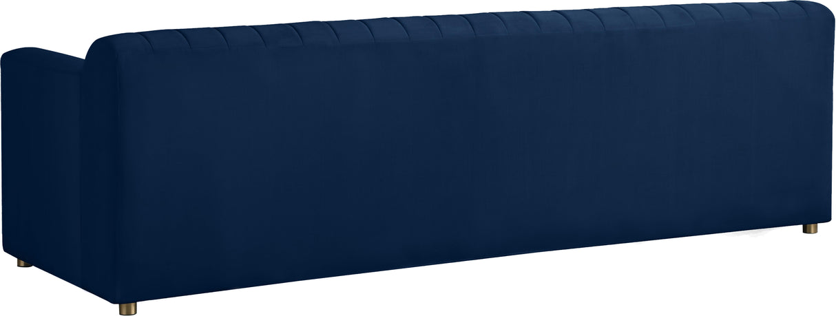 Naya Navy Velvet Sofa - galleria furniture outlet