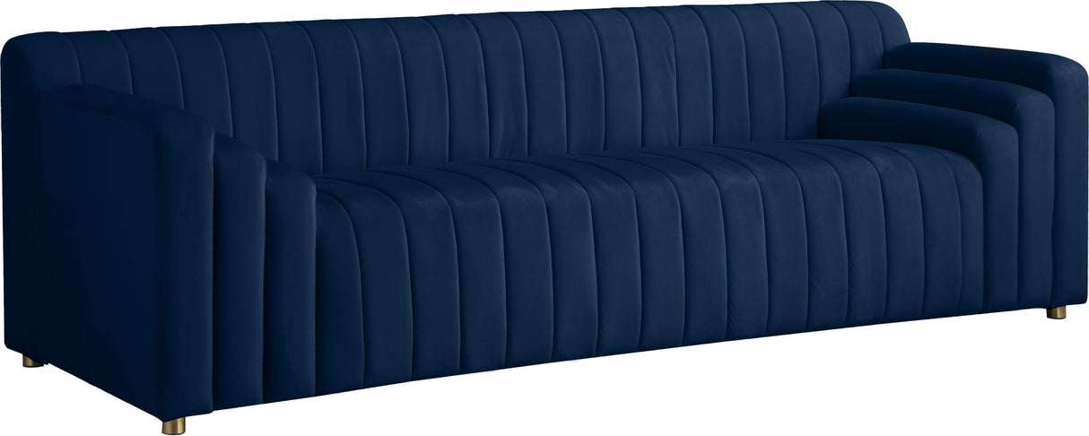 Naya Navy Velvet Sofa - galleria furniture outlet