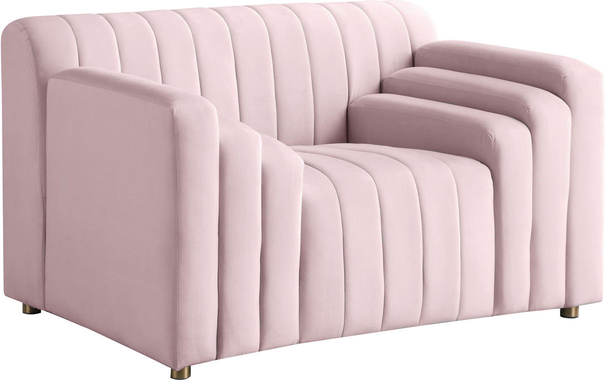 Naya Pink Velvet Chair - galleria furniture outlet
