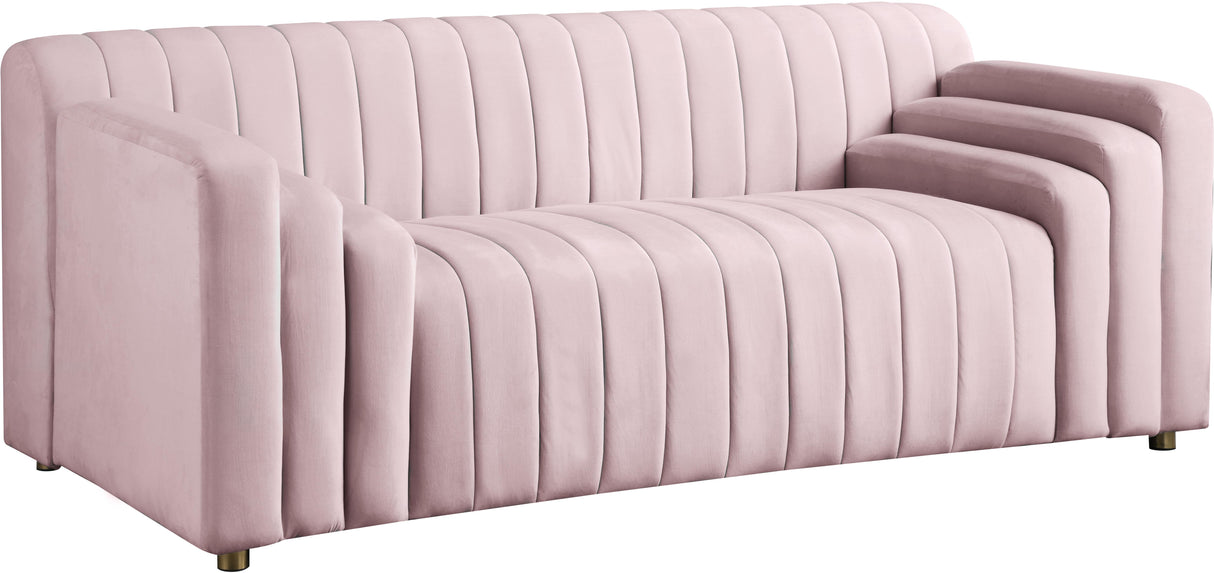 Naya Pink Velvet Loveseat - galleria furniture outlet