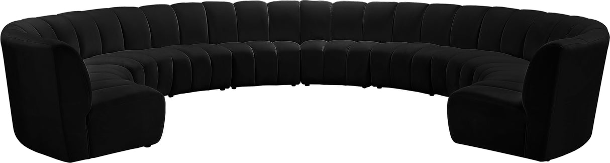 Infinity Black Velvet 10pc. Modular Sectional