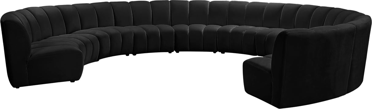 Infinity Black Velvet 10pc. Modular Sectional - galleria furniture outlet