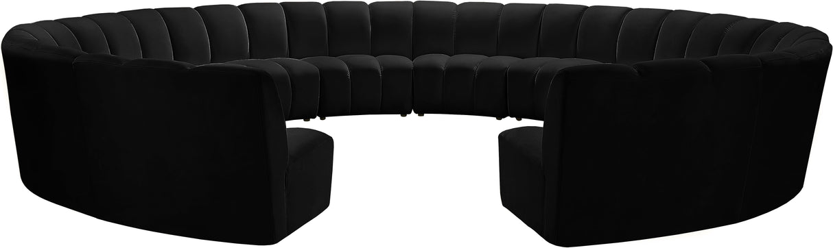 Infinity Black Velvet 12pc. Modular Sectional - galleria furniture outlet
