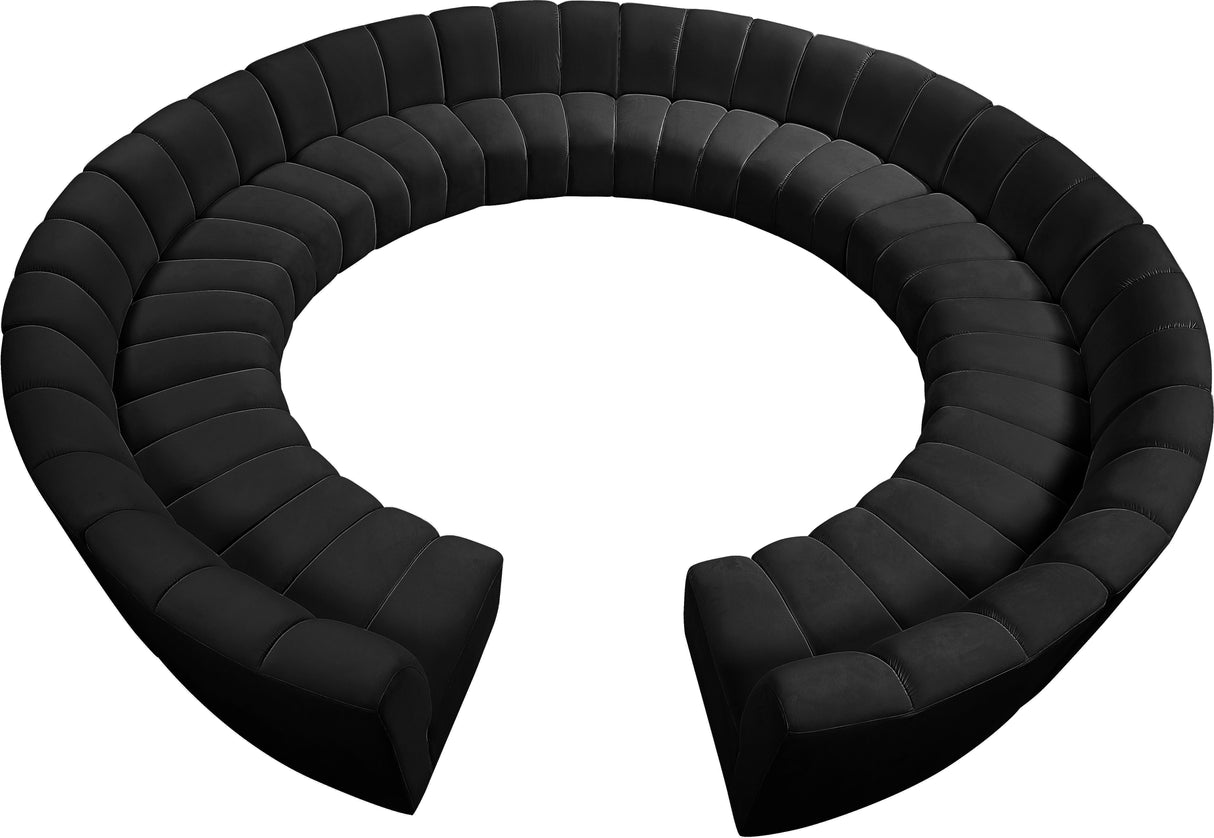 Infinity Black Velvet 12pc. Modular Sectional - galleria furniture outlet
