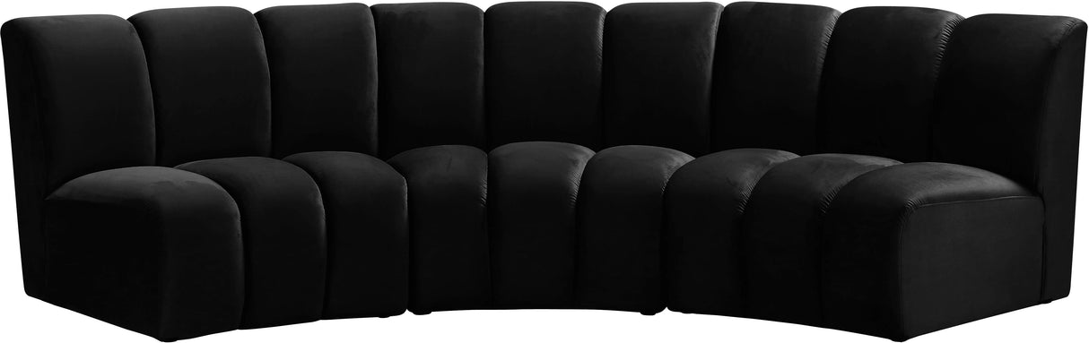 Infinity Black Velvet 3pc. Modular Sectional - galleria furniture outlet