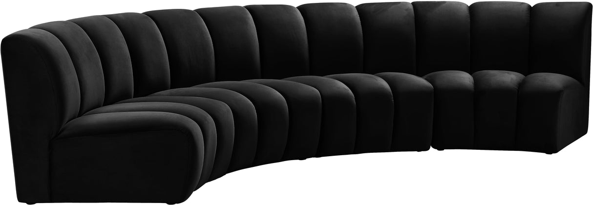 Infinity Black Velvet 4pc. Modular Sectional - galleria furniture outlet
