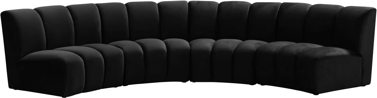 Infinity Black Velvet 4pc. Modular Sectional - galleria furniture outlet
