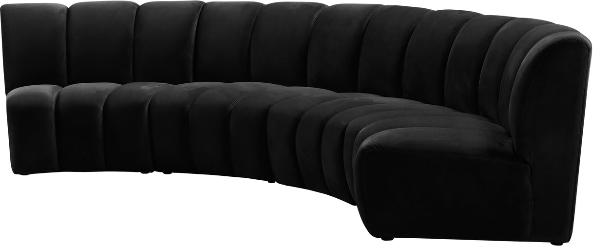 Infinity Black Velvet 4pc. Modular Sectional - galleria furniture outlet