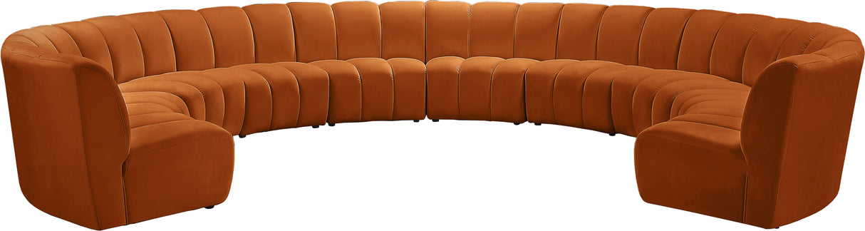 Infinity Cognac Velvet 10pc. Modular Sectional