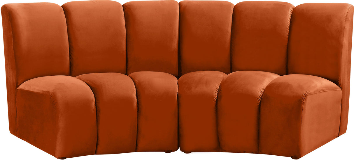 Infinity Cognac Velvet 2pc. Modular Sectional - galleria furniture outlet