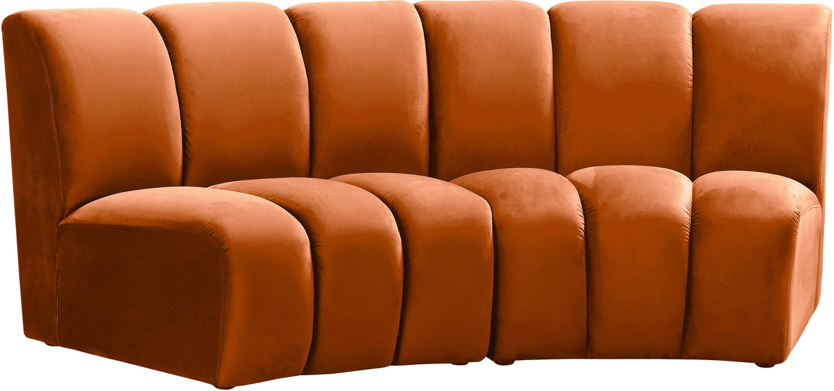 Infinity Cognac Velvet 2pc. Modular Sectional - galleria furniture outlet