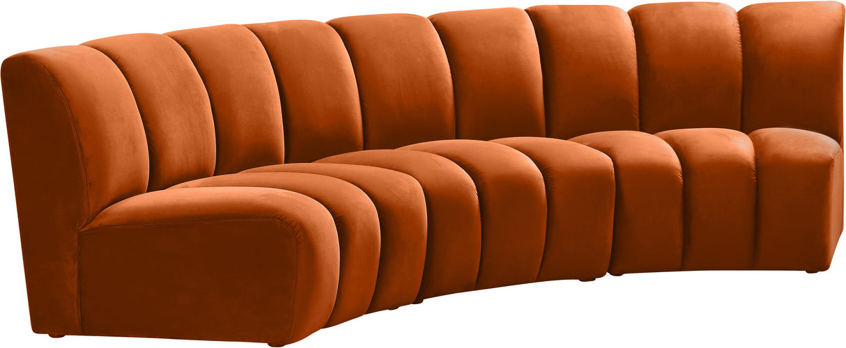 Infinity Cognac Velvet 3pc. Modular Sectional - galleria furniture outlet