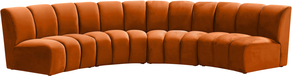 Infinity Cognac Velvet 4pc. Modular Sectional - galleria furniture outlet