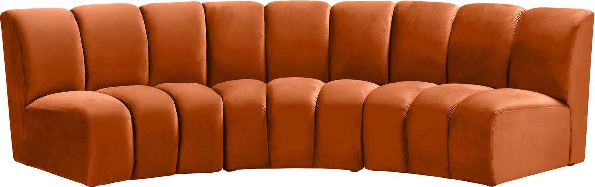 Infinity Cognac Velvet 3pc. Modular Sectional - galleria furniture outlet