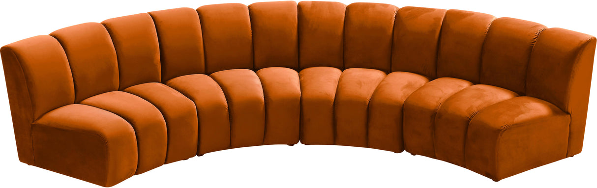 Infinity Cognac Velvet 4pc. Modular Sectional - galleria furniture outlet