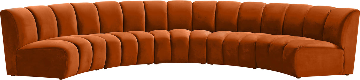 Infinity Cognac Velvet 5pc. Modular Sectional - galleria furniture outlet