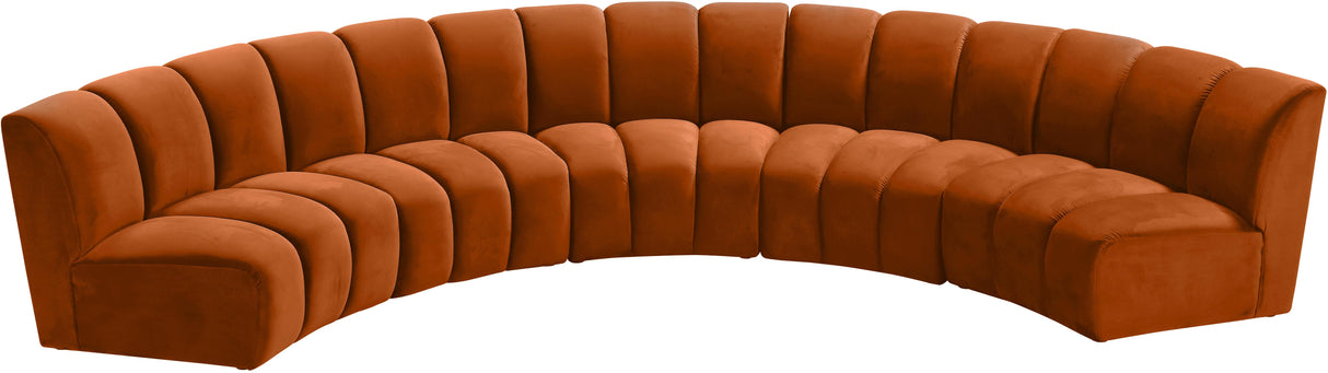 Infinity Cognac Velvet 5pc. Modular Sectional - galleria furniture outlet