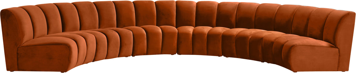 Infinity Cognac Velvet 6pc. Modular Sectional - galleria furniture outlet