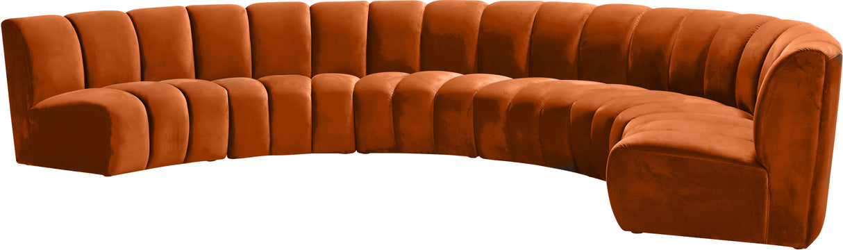 Infinity Cognac Velvet 6pc. Modular Sectional - galleria furniture outlet