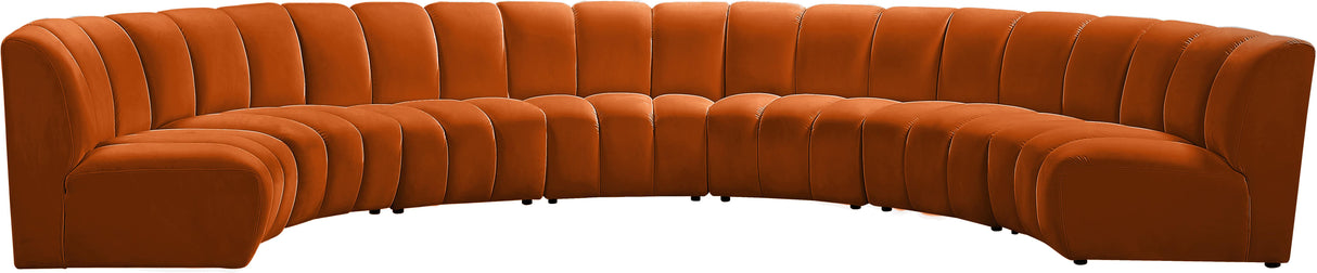 Infinity Cognac Velvet 7pc. Modular Sectional - galleria furniture outlet