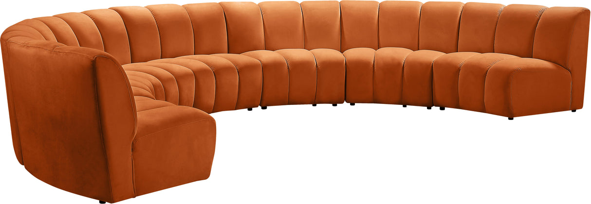 Infinity Cognac Velvet 7pc. Modular Sectional - galleria furniture outlet