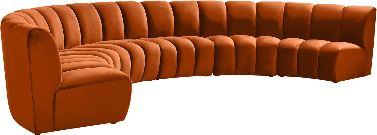 Infinity Cognac Velvet 6pc. Modular Sectional - galleria furniture outlet