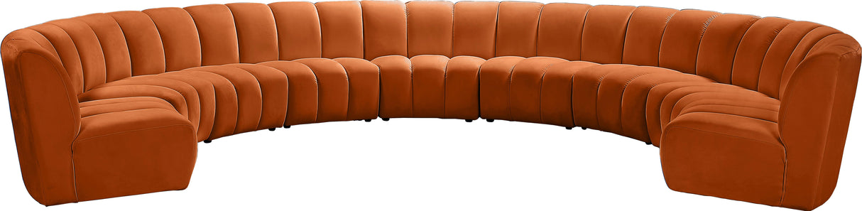 Infinity Cognac Velvet 9pc. Modular Sectional