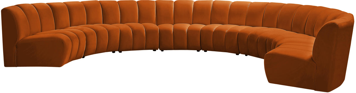 Infinity Cognac Velvet 8pc. Modular Sectional - galleria furniture outlet