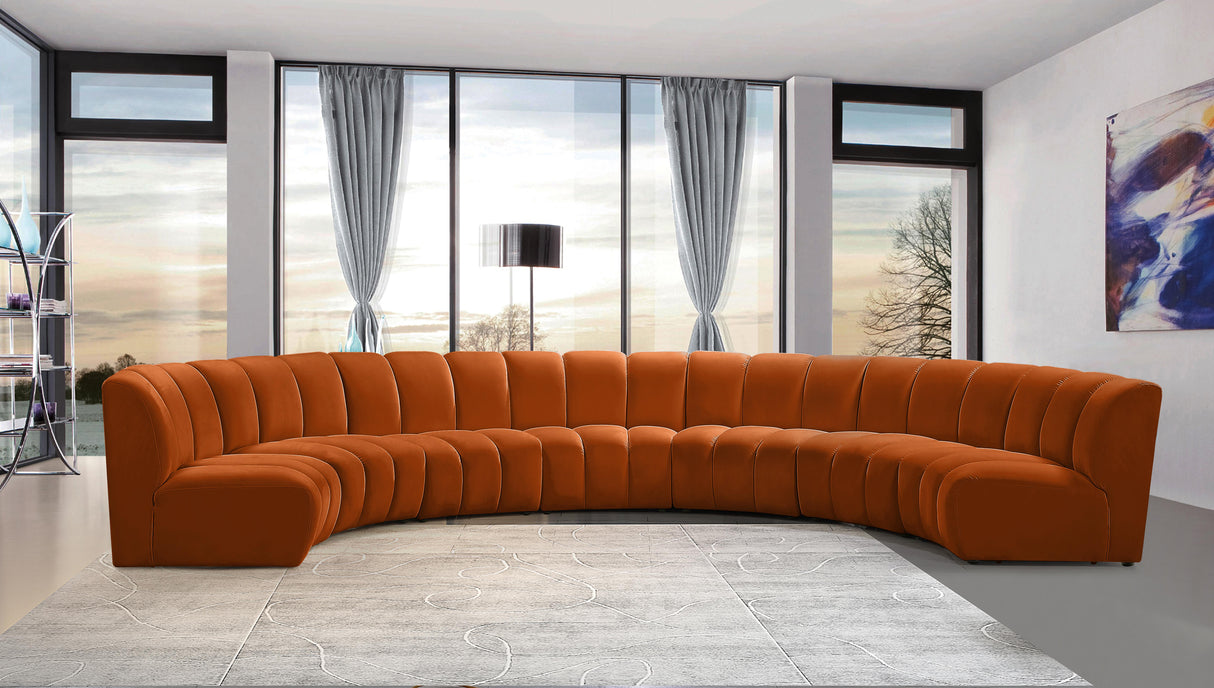Infinity Cognac Velvet 7pc. Modular Sectional - galleria furniture outlet