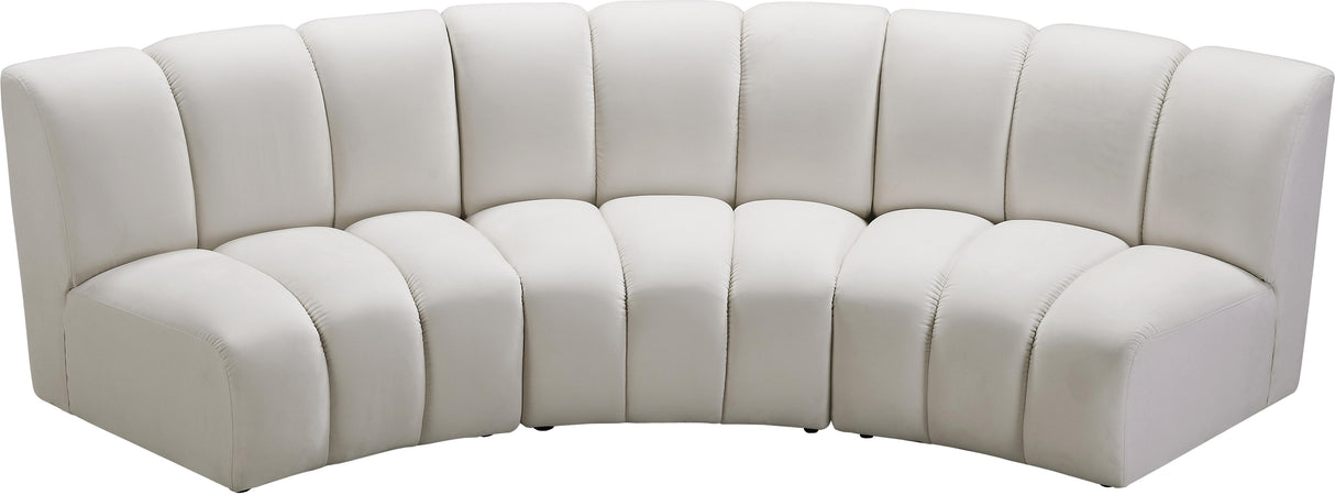 Infinity Cream Velvet 3pc. Modular Sectional - galleria furniture outlet