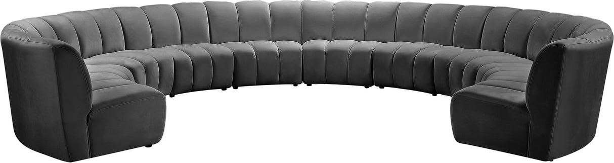 Infinity Grey Velvet 10pc. Modular Sectional - galleria furniture outlet