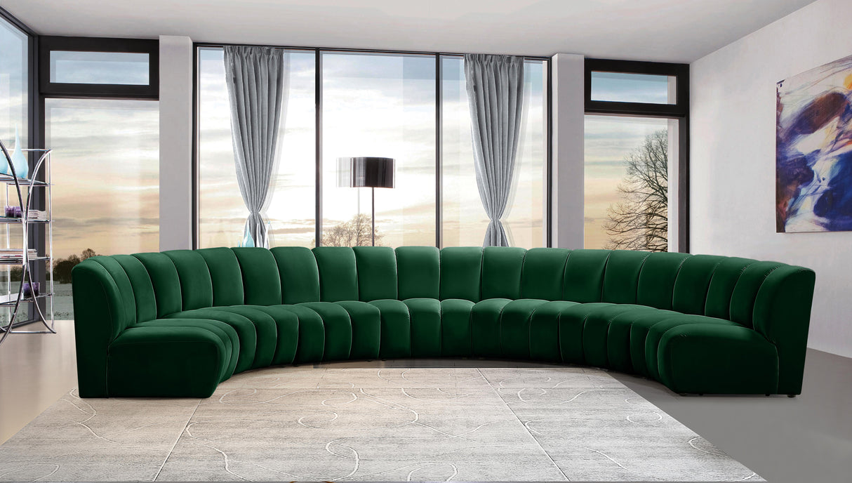 Infinity Green Velvet 7pc. Modular Sectional - galleria furniture outlet