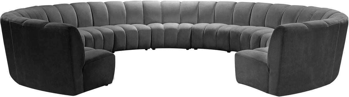 Infinity Grey Velvet 11pc. Modular Sectional
