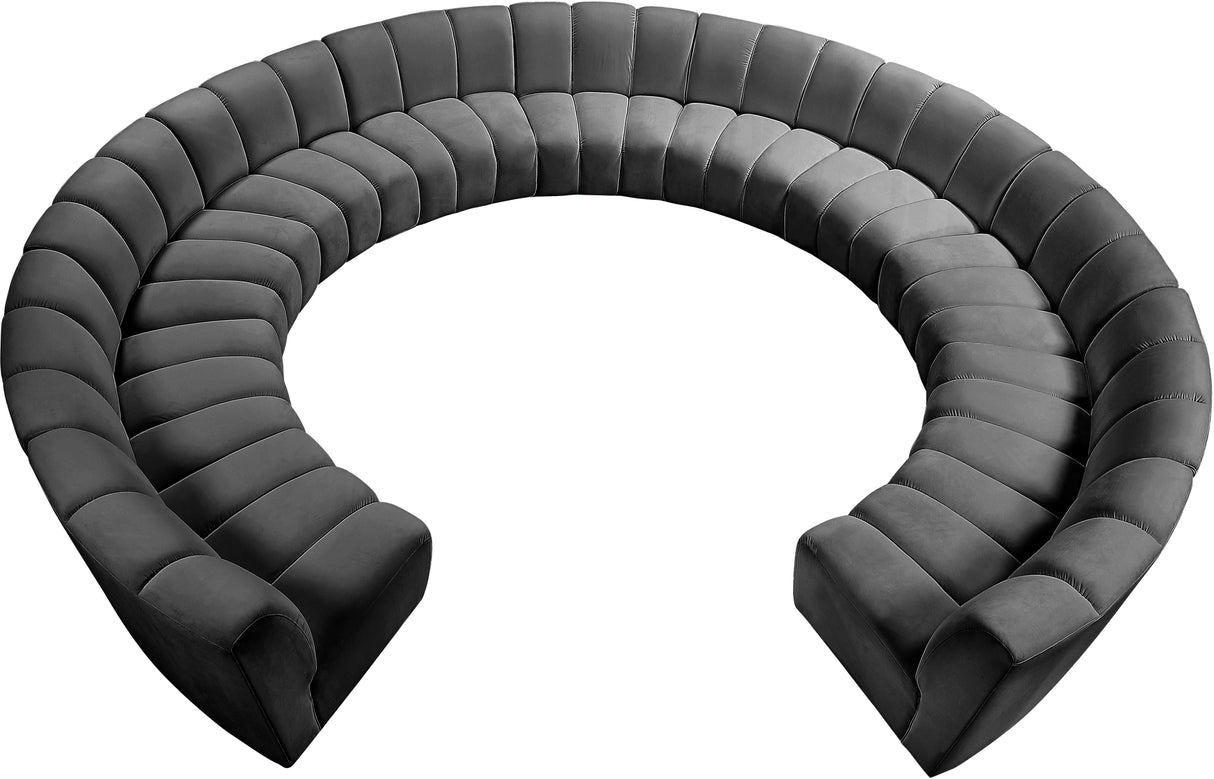 Infinity Grey Velvet 11pc. Modular Sectional