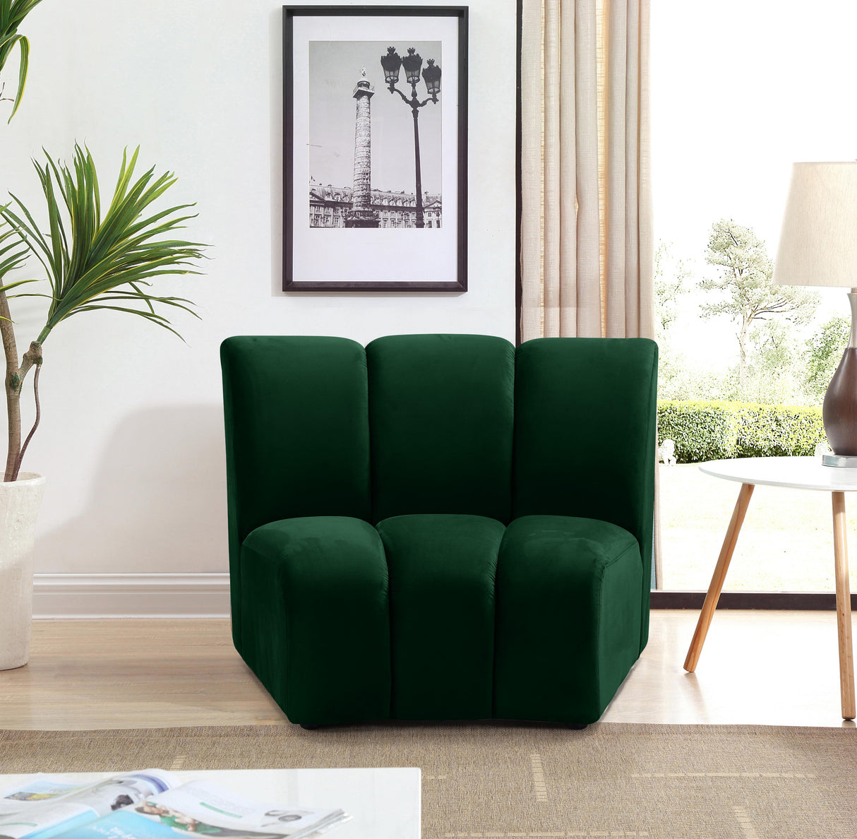 Infinity Green Velvet Modular Chair - galleria furniture outlet