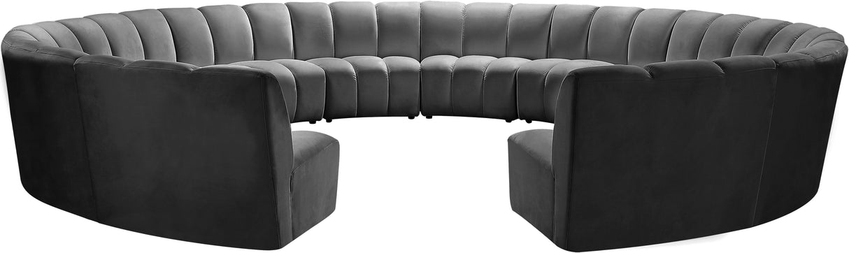 Infinity Grey Velvet 12pc. Modular Sectional - galleria furniture outlet