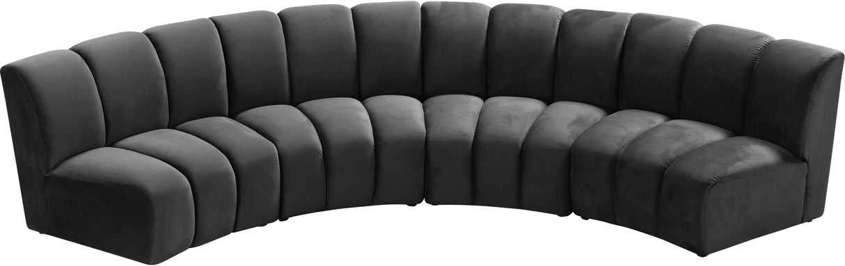 Infinity Grey Velvet 4pc. Modular Sectional - galleria furniture outlet