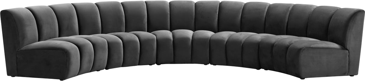 Infinity Grey Velvet 5pc. Modular Sectional - galleria furniture outlet