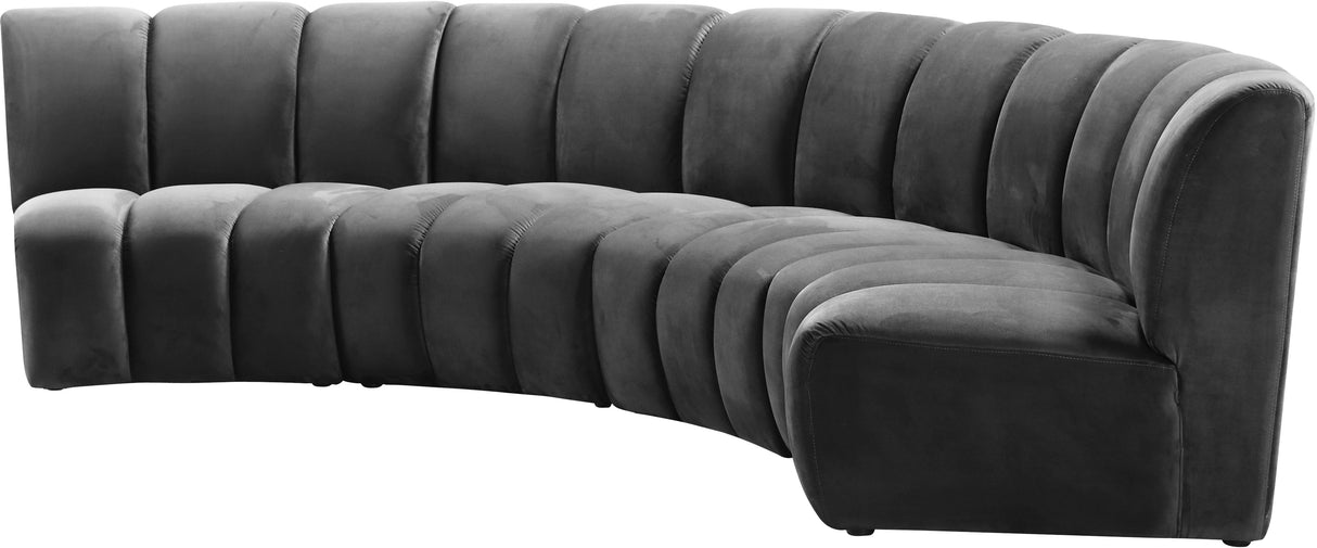 Infinity Grey Velvet 4pc. Modular Sectional - galleria furniture outlet